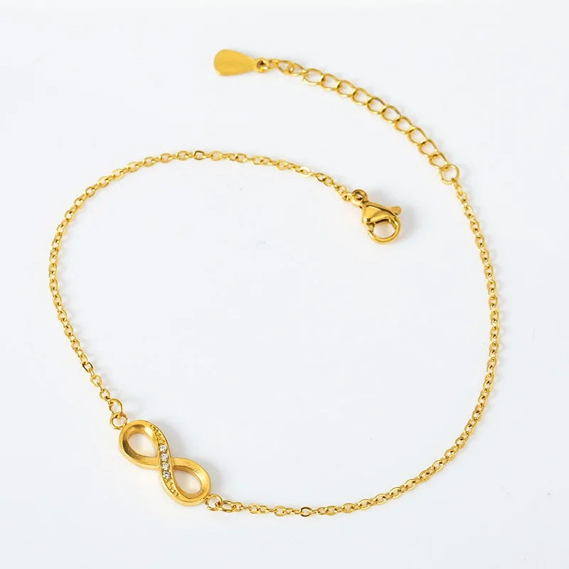 Fashion Micro Diamond Infinity Bracelet Women's 8 Charm Stainless Steel Bracelet for Women Jewelry