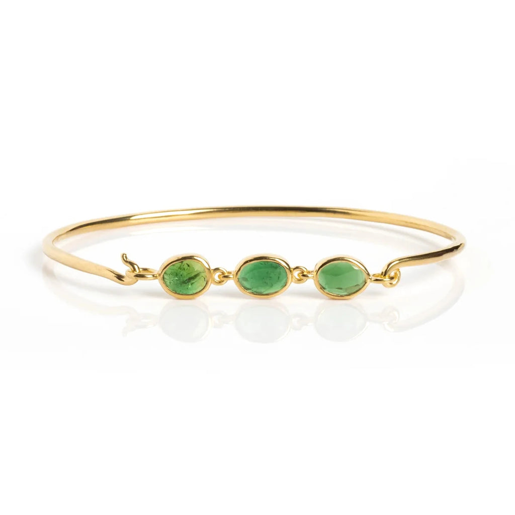 Milskye 2025 Custom Fine Fashion Jewelry Brass 18k Gold Plated Tourmaline Bracelets