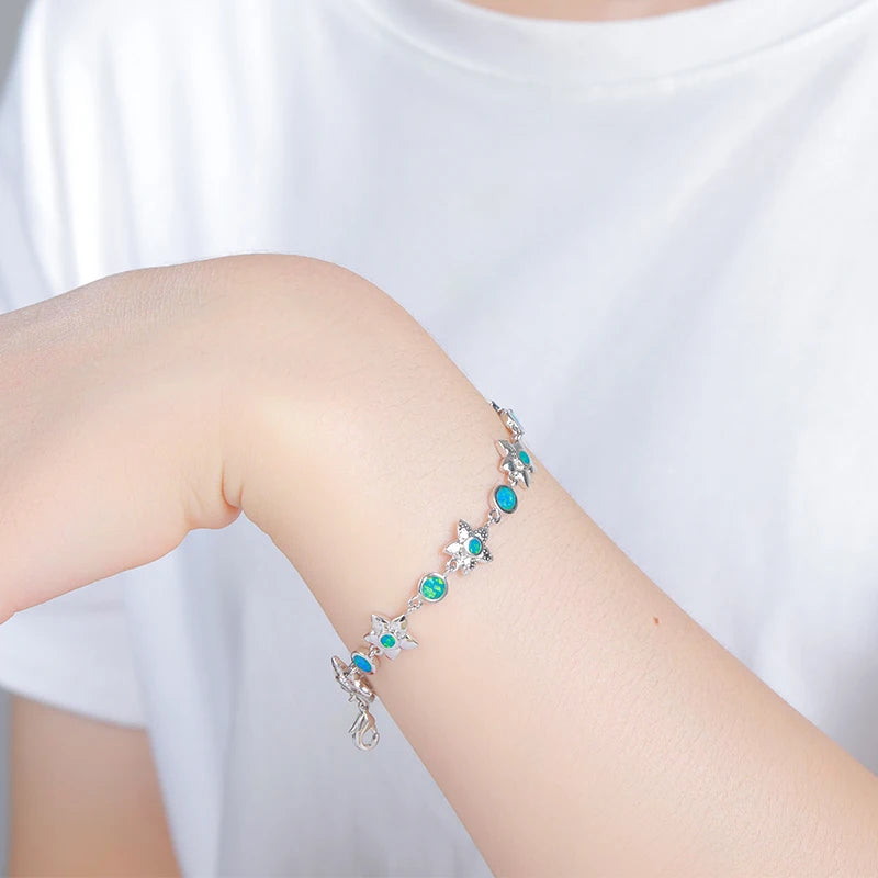 Professional Jewelry Manufacturer OEM Custom New Design Classic 925 Sterling Silver Natural Opal Stone Ladies Bracelets Jewelry