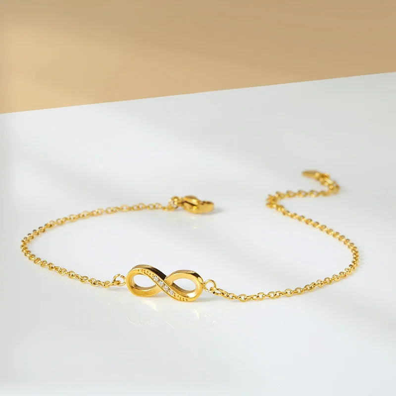 Fashion Micro Diamond Infinity Bracelet Women's 8 Charm Stainless Steel Bracelet for Women Jewelry