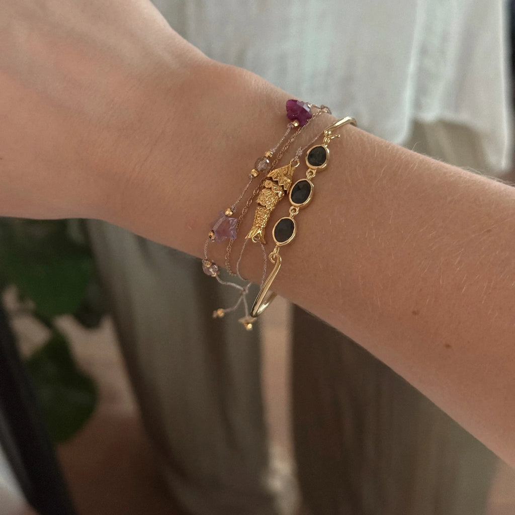 Milskye 2025 Custom Fine Fashion Jewelry Brass 18k Gold Plated Tourmaline Bracelets