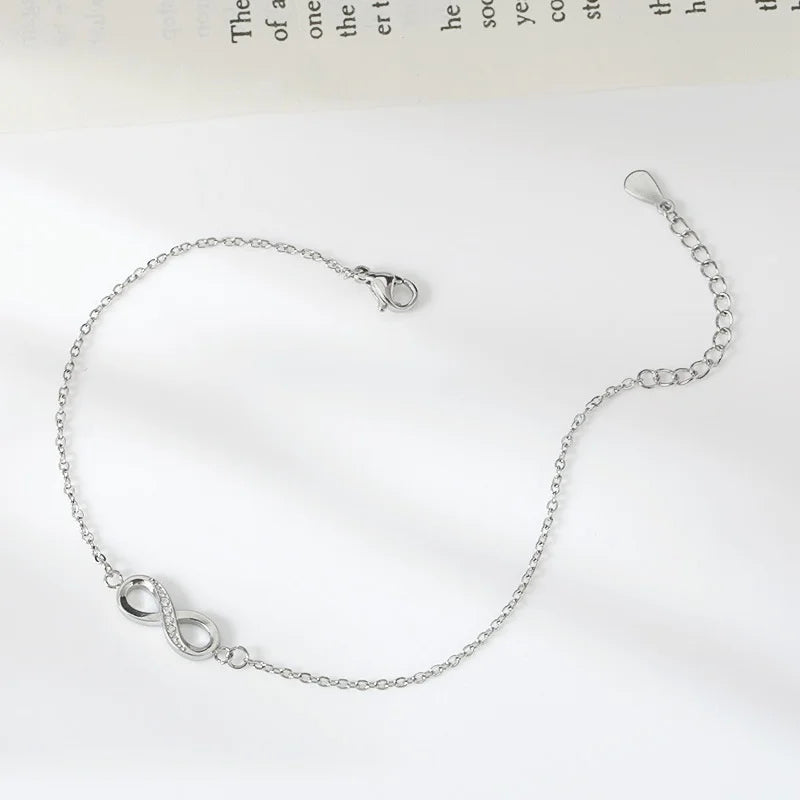 Fashion Micro Diamond Infinity Bracelet Women's 8 Charm Stainless Steel Bracelet for Women Jewelry