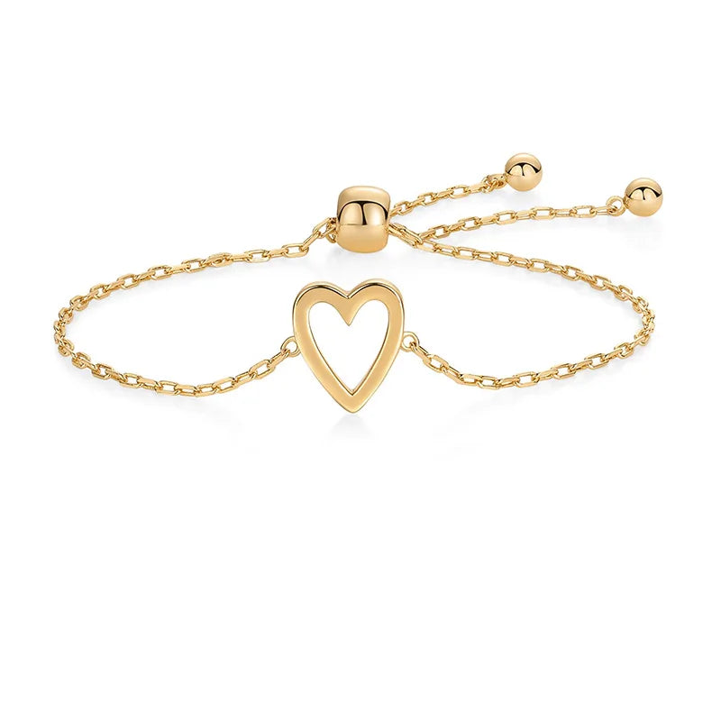 QUSEDINY Luxury 18K Gold Plated Waterproof Stainless Steel Delicate Hollow Out Heart Shape Friendship Couple Bracelet
