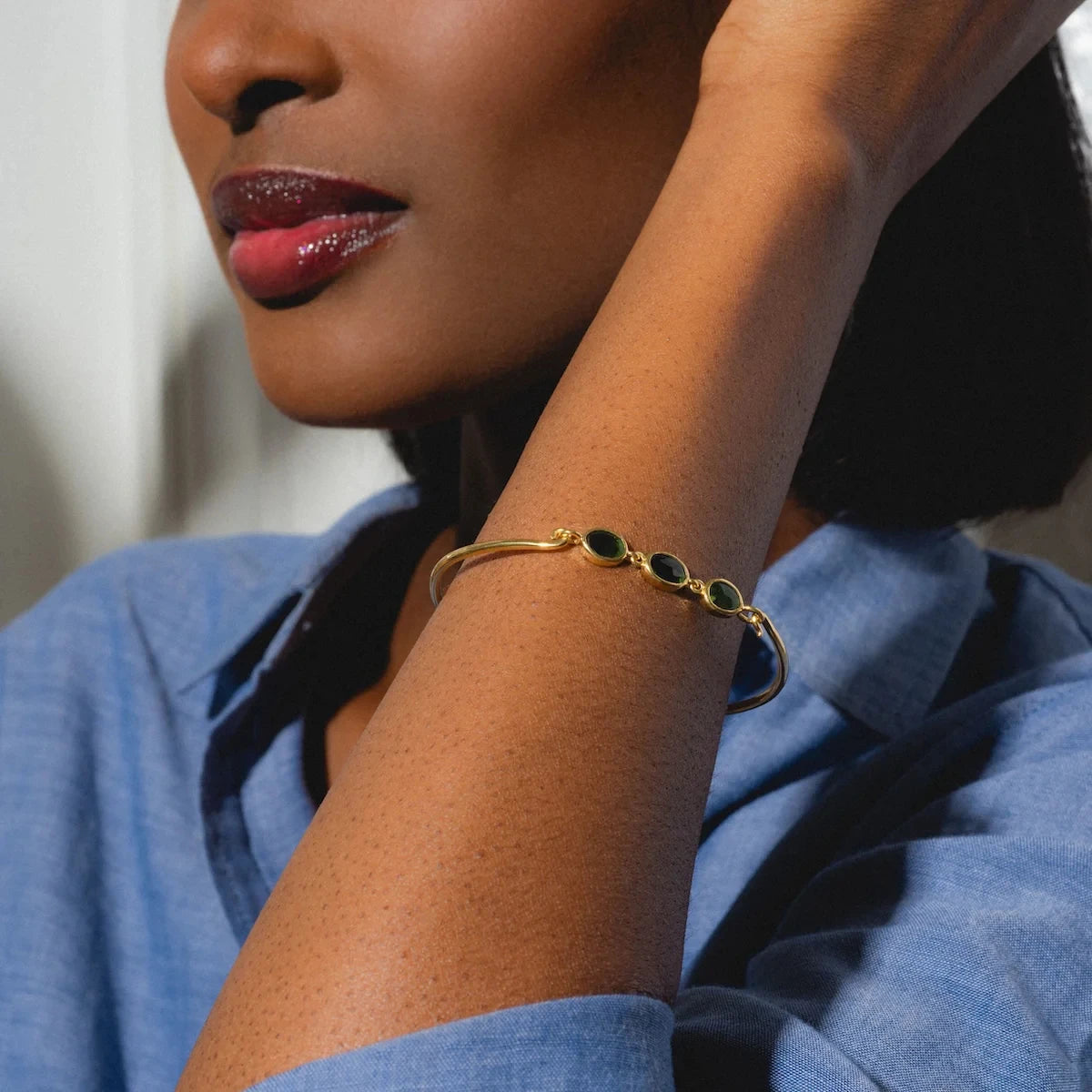 Milskye 2025 Custom Fine Fashion Jewelry Brass 18k Gold Plated Tourmaline Bracelets