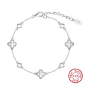 GMB68 RINNTIN Fashion Four Leaf Clover Bracelet 925 Sterling Silver Shell Pearls Bracelet