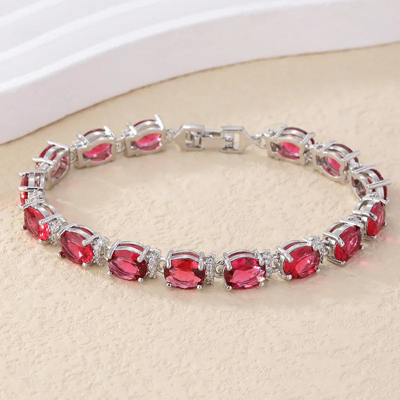 Iced Out Crystal CZ Tennis Bracelets Geometric Vintage Sparkly Big Waterdrop Shape Blue Imitation Diamond Bracelets for Women