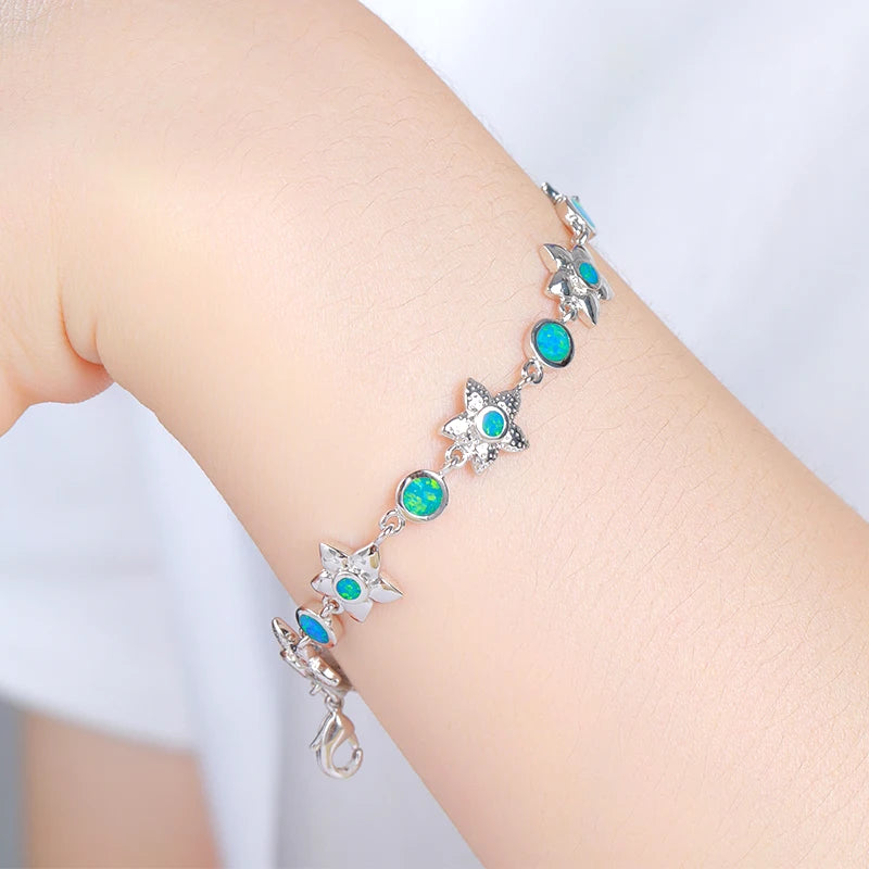 Professional Jewelry Manufacturer OEM Custom New Design Classic 925 Sterling Silver Natural Opal Stone Ladies Bracelets Jewelry